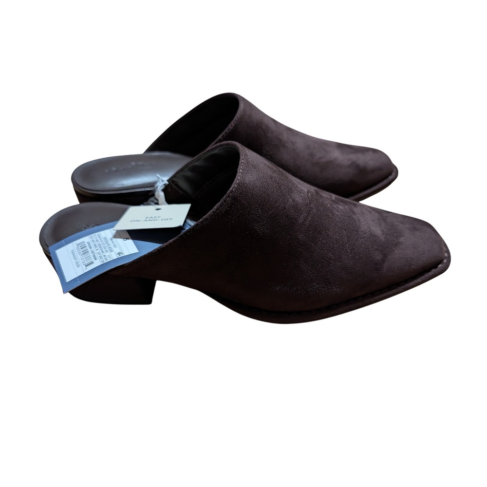 Universal Thread Mules Women 8 Brown New Square Toe Block Heel Faux Suede